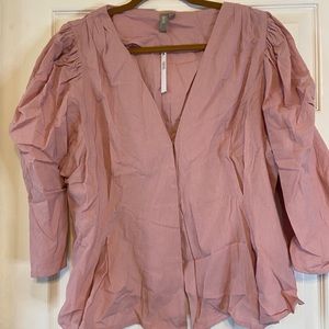 ASOS 3/4 sleeve textured wrap top with belt